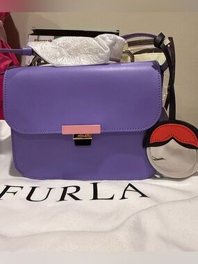 Furla Elisir small crossbody in lilac smooth leather NWT made in Italy